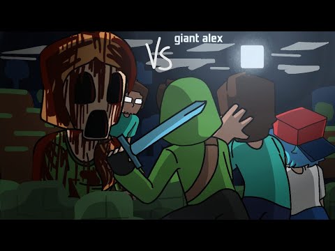 Giant Alex vs Steve and Dream in Horror Minecraft Animation