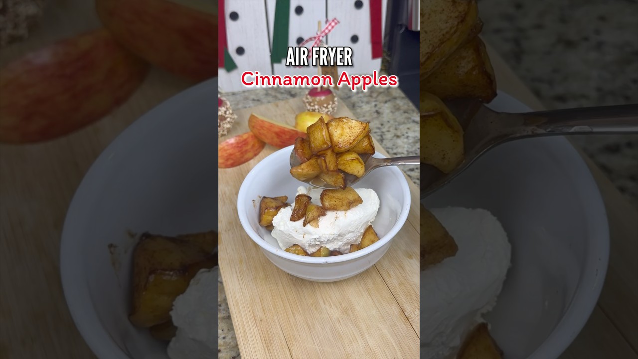 AIR FRYER CINNAMON APPLES 🍎 This is an easy and healthy winter recipe! #airfryerrecipes
