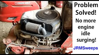 Troy Bilt Riding Lawn Mower Surging Won&#39;t Idle Smoothly Briggs &amp; Stratton 17.5 hp  PROBLEM SOLVED -