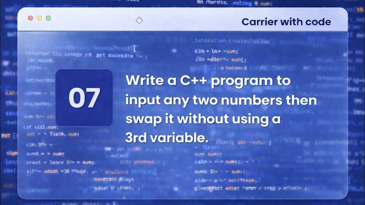 07.💻 C++ Program to Swap Two Numbers Without Using Third Variable | Step by Step | CWC