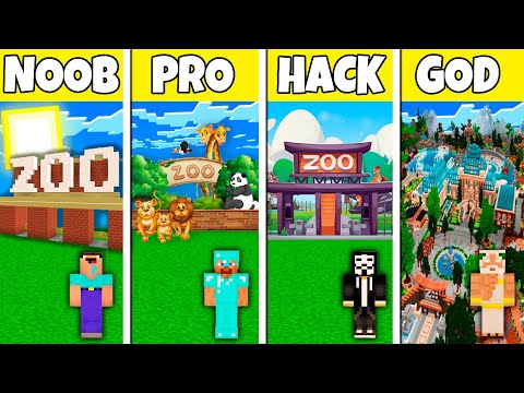 Minecraft Battle: NOOB vs PRO vs HACKER vs GOD ZOO BUILD CHALLENGE in Minecraft