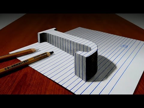 Draw a Letter J on Line Paper   3D Trick Art