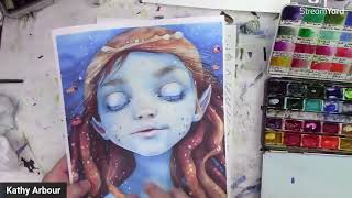 How to paint a  Mix Media Painting of a Mermaid