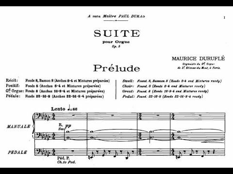 Maurice Duruflé - Prélude - Suite Op.5 (Score Video)