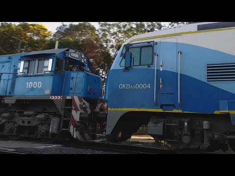 Loc CNR Dalian CKD 8G0004 LSM + EMD GM G26 HCW-2 (1000) como S/V + Tren N° 563 a junín