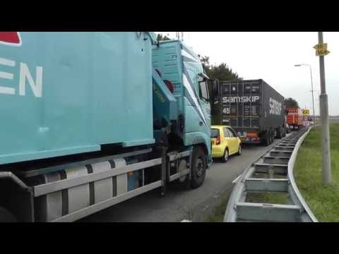 Trucks omleiding A15 ivm afsluiting Noordtunnel, 29-9-2014