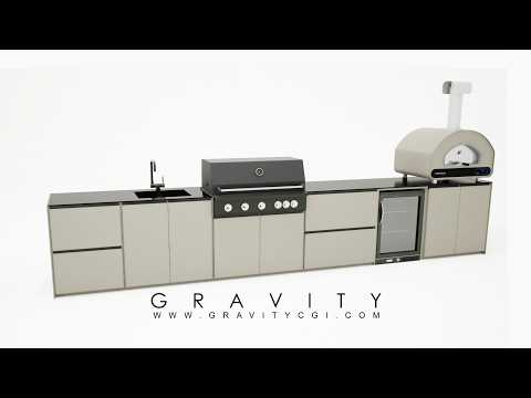 3D product animation of a modular outdoor kitchen and BBQ system