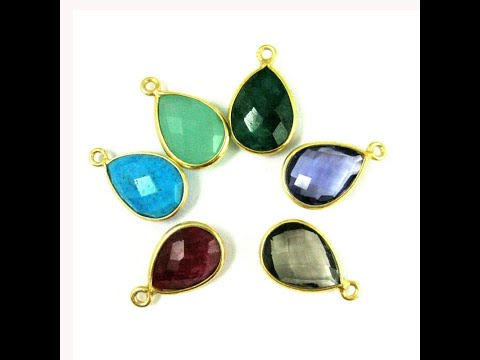 Finding natural drop shape gemstone bezel connectors, size: ...