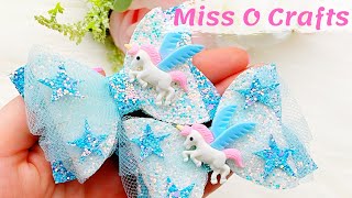 DIY Unicorn Hair Bow With Tulle // How To Make A Hair Bow // Hair Bow Tutorial || Miss O Crafts