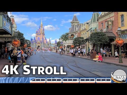 Relaxing Stroll - Main Street USA at Magic Kingdom in the Fall - 4K 60fps - Walt Disney World