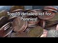 Top 10 detailed list for Pennies!!! #valuablecoins #coinsworthmoney #penny #coin #money