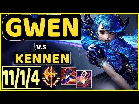 GWEN vs KENNEN - 11/1/4 KDA TOP GAMEPLAY - EUW Ranked GRANDMASTER