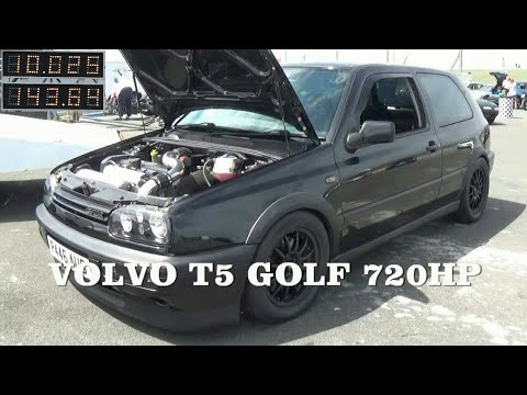 720hp Volvo T5 powered AWD Golf hits 10.02 @ 143mph - Santa Pod RWYB