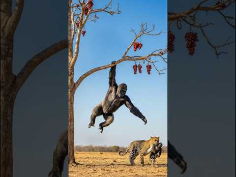 Gorrila Saved The His Child From leopard #ai#rescue#shorts
