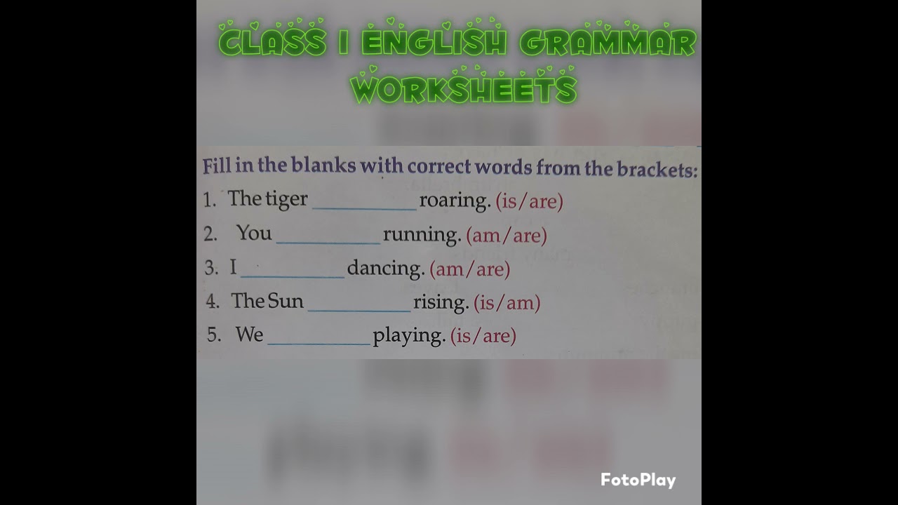 CLASSS 1 ENGLISH GRAMMAR WORKSHEETS @worldofworksheet #shorts #youtubeshorts #ytshorts