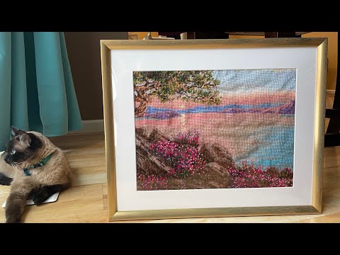 Cross stitch COMPLETE after 10 months - Lake Baikal by Riolis