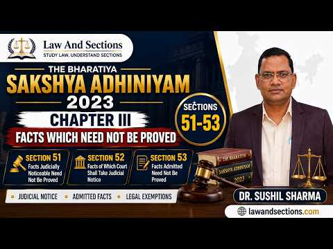 Lecture 19:The Bharatiya Sakshya Adhiniyam, 2023 | Chapter III: Sections 51-53 Explained | Dr. Sushil Sharma
