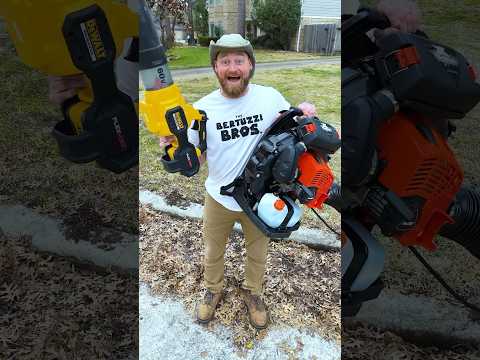 World’s Most Powerful Gas Blower vs. Electric Blower #lawncare #lawn #echo