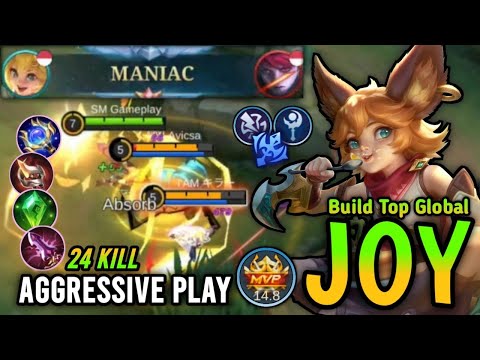 24 Kills + MANIAC!! Joy Best Build And Emblem 2023 - Build Top Global Joy ~ MLBB