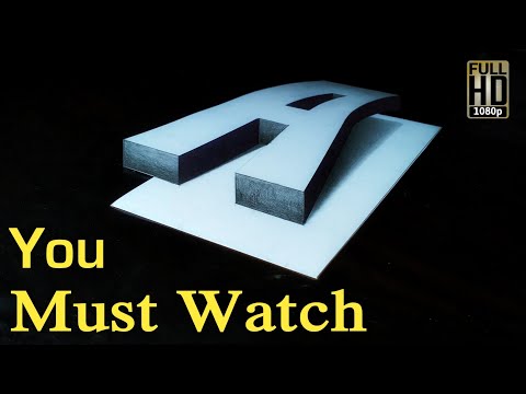 Very Easy !! How To Drawing 3D Floating Letter "A" #2 - Anamorphic Illusion3D Trick Art on Paper