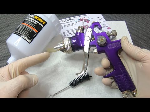 Harbor Freight purple spray gun cleaning and maintenance.