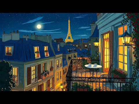 calm night in a 1920s balcony | oldies playing in another room (autumn crickets in Paris)