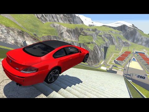 Insane Stairs Jumps Down (Crash Test) - BeamNG.drive Down Stairs Jumps