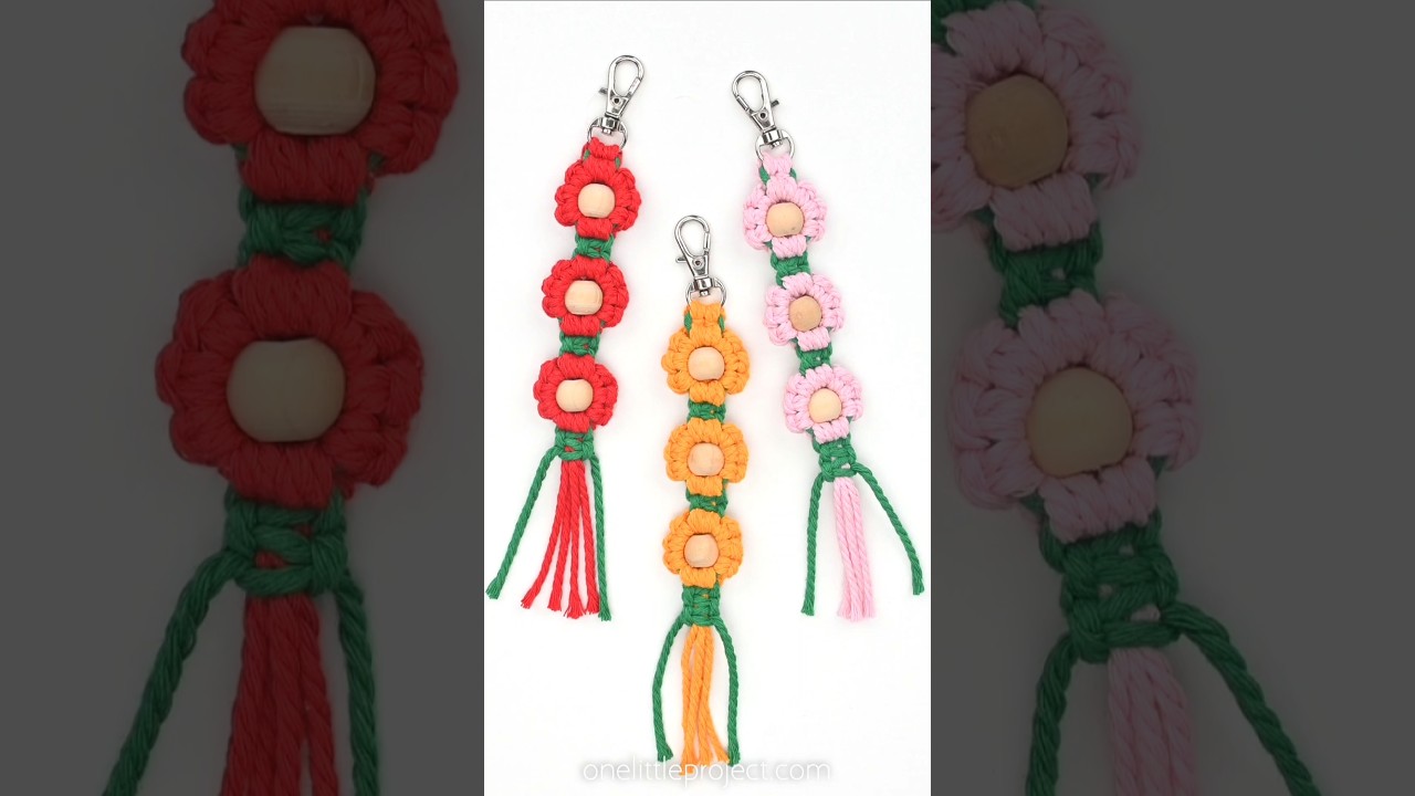 Macrame Flower Keychain 🌸