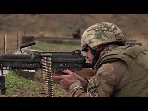 Georgian soldiers M249 LMG advanced training with U.S. Army instructors