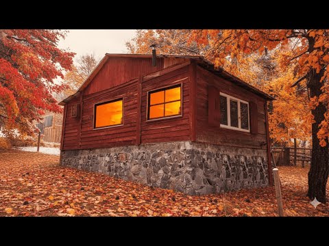 Camping in the Wind in a Warm Wooden House - My Dog and I Got Caught in a Wind
