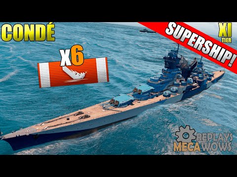 SUPERSHIP Condé 6 Kills & 212k Damage | World of Warships Gameplay 4k