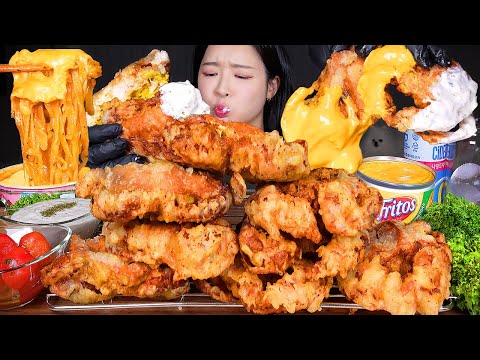 ASMR MUKBANG | SUPER CRISPY ☆ Fried Soft-Shell Crabs 🦀 Cheesy Carbo Buldak & Creamy Cheese Sauces