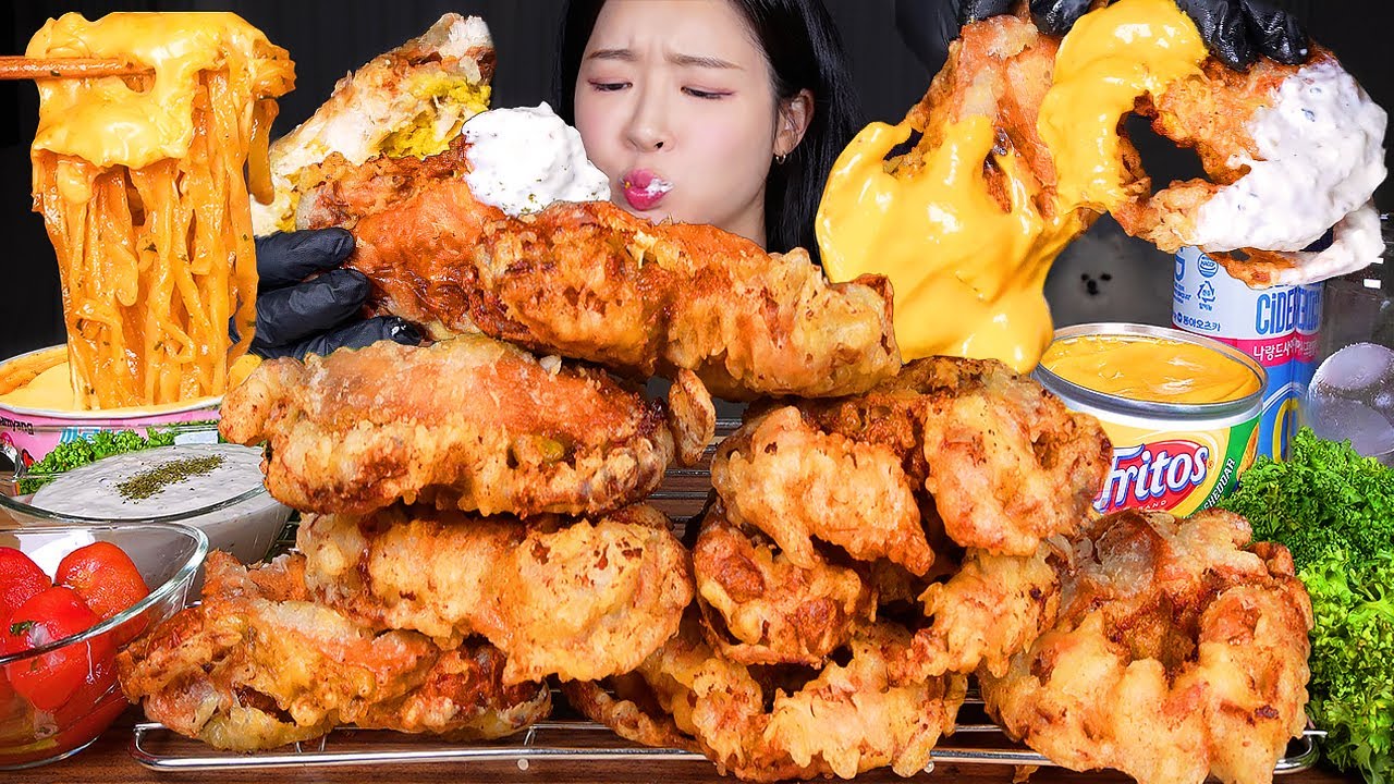 ASMR MUKBANG | 내장 꽉 찬 🦀 바삭꼬소 소프트쉘크랩 튀김 & 까르보불닭 먹방 Super Crispy Soft Shell Crab ☆ Cheesy C