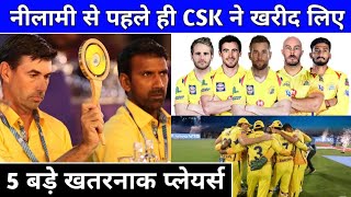 IPL 2021 : 5 Big player Chennai Super Kings will buy in IPL 2021 AUCTION | CSK 2021 PLAYESR LIST |
