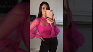 BLUSA FEMININA MANGA LONGA BUFANTE DE TULE MODERNA