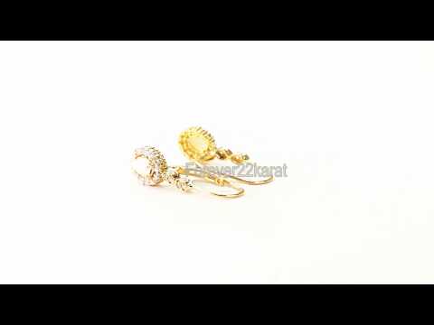 Exquisite Charm Solid Gold  Traditional Style Hoop Stone Earring For Ladies Forever22karat#E7382