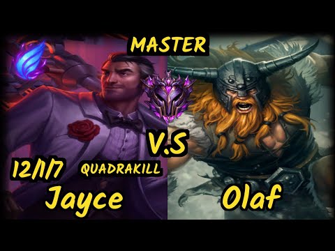 Ragner (JAYCE) vs OLAF - QUADRAKILL 12/1/7 KDA TOP GAMEPLAY - EUW Ranked MASTER