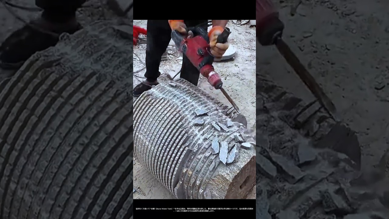 【現場の技術】石から削り出す水槽：ハンマーとトングが織りなす「静寂の彫刻」