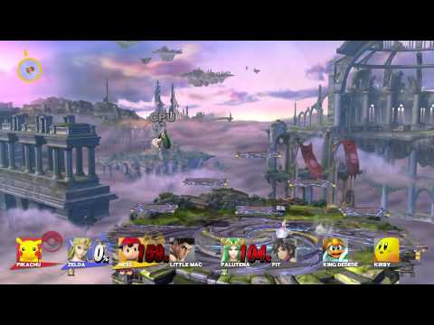 Super Smash Bros. U - Our first 8 Player Battle (Pikachu, Zelda, Ness)