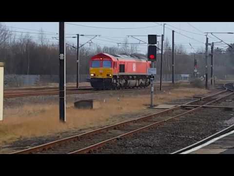 DB 66041 light engine passes down Darlington goods line