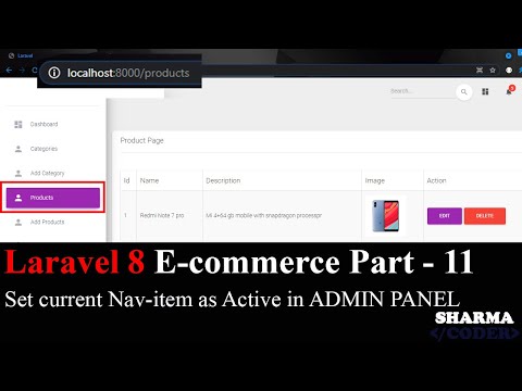 Laravel 8 E com Part 11 How to set current Navbar Item to Active in Laravel Admin panel