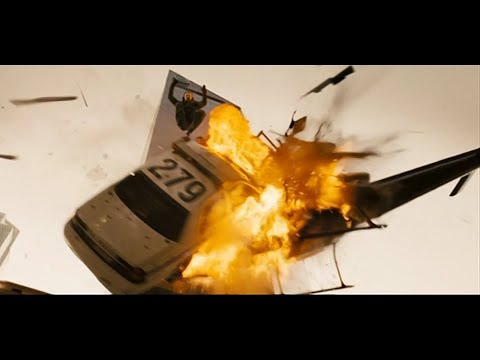 DIE HARD 4.0   shoot down helicopter with a car