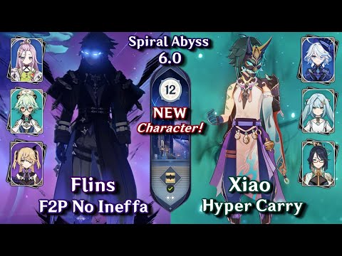 C0 Flins 4 Star Team & C1 Xiao Hyper Carry | Spiral Abyss 6.0 Floor 12 9 Stars | Genshin Impact 6.0