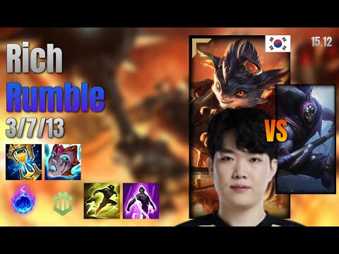 Rich Top Rumble vs Jax lol KR solo rank Full Game 15.12 | 리치 럼블 vs 잭스