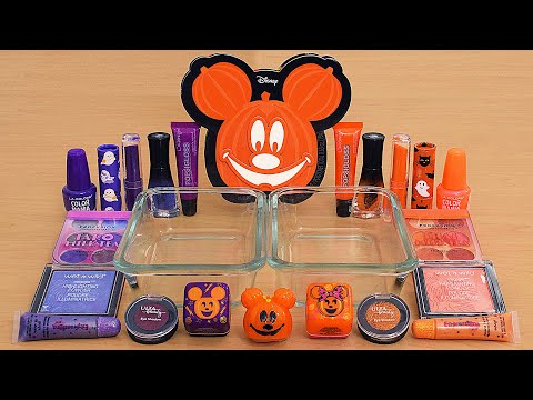 Purple vs Orange - Mixing Makeup Eyeshadow Into Slime ASMR