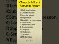 Characteristics Of Romantic Poetry In English Literature Englishliterature Romanticpoetry