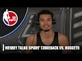 Victor Wembanyama recaps Spurs’ comeback win, hopes he’ll play in finale | NBA on ESPN