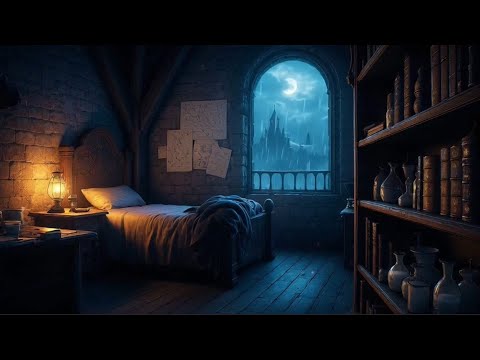 Wizard Bedroom Rain at Night | Cozy Fantasy Sleep Ambience (8 Hours)