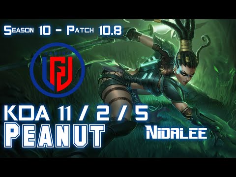 LGD Peanut NIDALEE vs GRAVES Jungle - Patch 10.8 KR Ranked