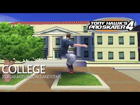 Tony Hawk's Pro Skater 4 #1: College - 100% Amateur Goals and Items (PS1 Gameplay)